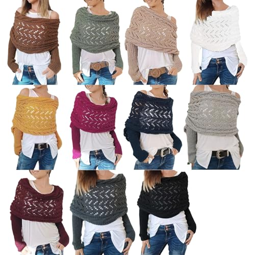 Cradlewaver Scarf with Sleeves, Multifunctional Scarf with Sleeves for Women, Knitted Shawl Wraps for Women4