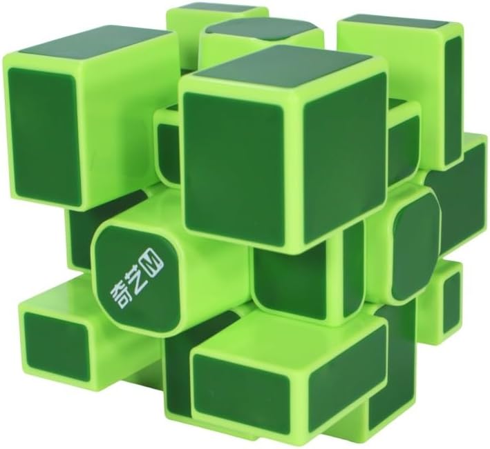 Qiyi Magnetic Mirror 3x3x3 Speed Cube - Stickerless Magnets, Different Shapes With Titles (Green)