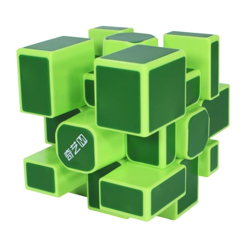 Image of QY Toys Mirror Magnetic Tiled 3x3 Speed Cube - Mirror Blocks Puzzle, Durable Tile Finish, Smooth Turning - Fun Shape Mod for Cubers & Collectors (Green)