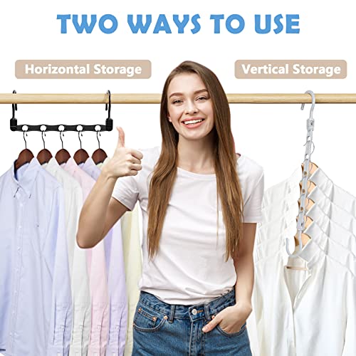Image of 24 Pack Hangers Space Saving Magic Space Saver Storage Smart Plastic Clothes Hanger Organizer Closet Organizers and Storage for Closet Apartment College Dorm Room Essentials,Black White Grey
