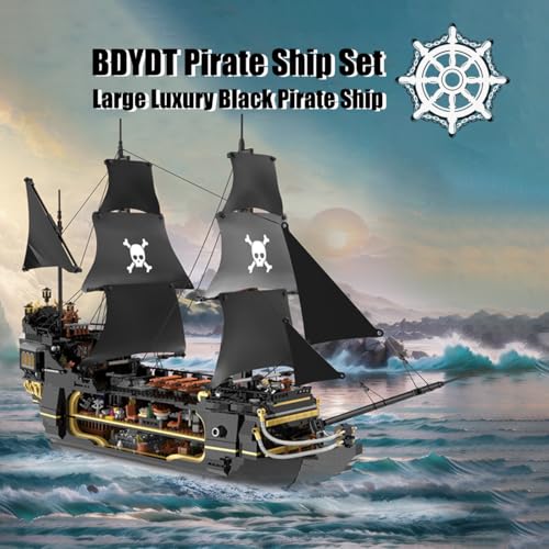 Pirate Ship Set Large Luxury Black Pirate Ship Mini Building Blocks Set(2900PCS) Building Set Model Toys Gifts for Kid and Adult,Interesting Gifts for MOC Pirate Ship Enthusiasts