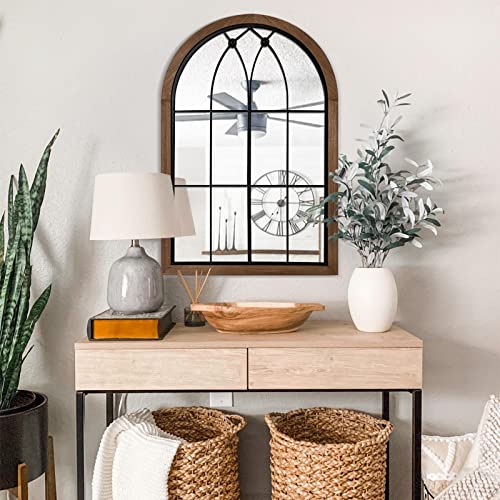 Blue Page Arched Mirror, Farmhouse Arch Mirror Wall Decor, Decorative Wall Mirror Like Window, Rustic Accent Mirror, Wood Framed Mirror For Bathroom Vanity, Bedroom, Entryway, Living Room #TOP5