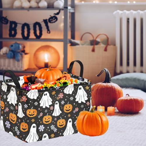 Image of Halloween Shelf Nursery Storage Basket Laundry Hamper Storage Box and Bins for Kids Home Toys Clothes with Handles