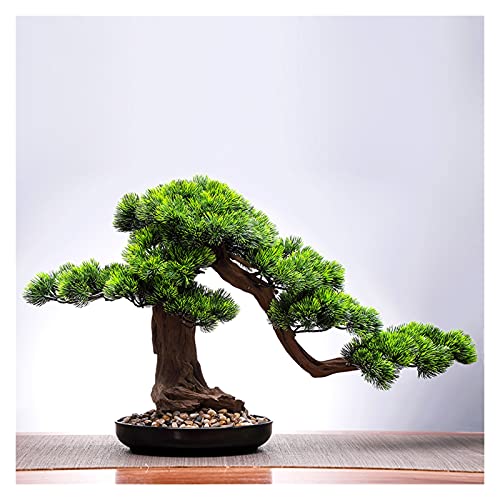 HDMOZUYT Bonsái artificial de simulación de plantas de pino acogedoras, adornos chinos de 16 pulgadas, árboles artificiales para oficina y dormitorio, decoración de plantas falsas