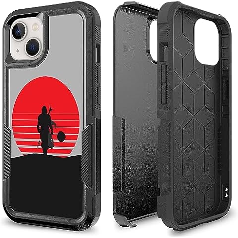CaseZoo Defender Case for iPhone 14, Heavy Duty 360 Full Body Shockproof Protection Hard Plastic+Silicone Rubber Hybrid Protective Case for Apple iPhone 14 (Bounty Hunter Boba Fett) Cover