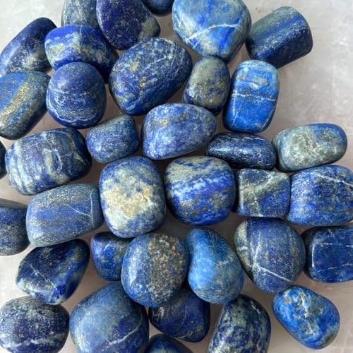 Image of Tumbled Stones, Natural Crystal Healing Stones, Home Office Decor, Aquarium Decorative Pebbles, Vase Fillers (Lapis Lazuli, 100)