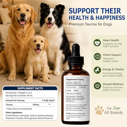 Taurine for Dogs Amino Acid Liquid Supplement for Heart & Muscle Function, Vision, Energy Balance & Physical Stability — view 3