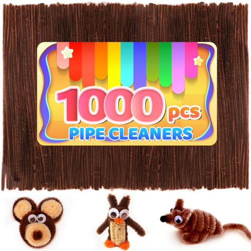 Image of IOOLEEM 1000pcs Dark Brown Pipe Cleaners Bulk for Crafts | Chenille Stems for DIY Flower Making & Festival Decor & Party Projects, Pipe Cleaner Crafts, Art and Craft Supplies