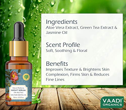 Image of VAADI HERBALS Natural Radiance Night Serum With Aloe Vera - Reduces Dark Spots & Patches, Repairs Damaged & Uneven Skin, 10 ml