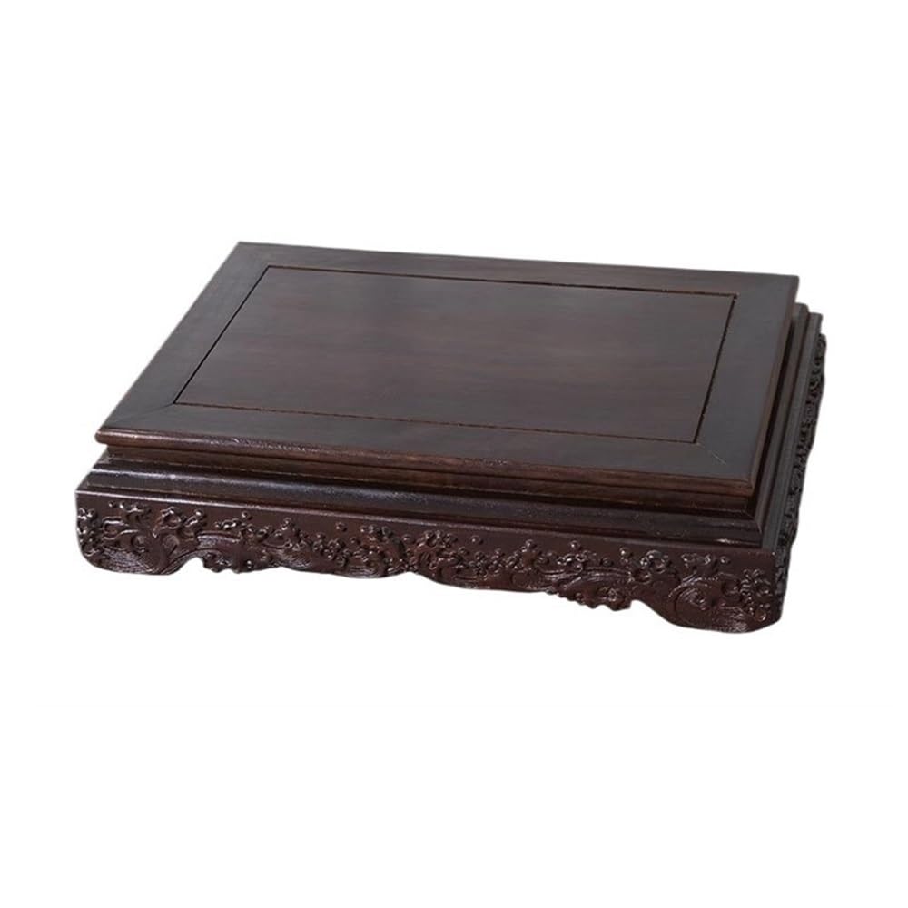 LJHFG63KUYT Pedestal Decor Ebony Rectangular Base Decor Plant Stand Holder, Indoor Carving Wave Bonsai Pedestal Indoor Holder(Small)