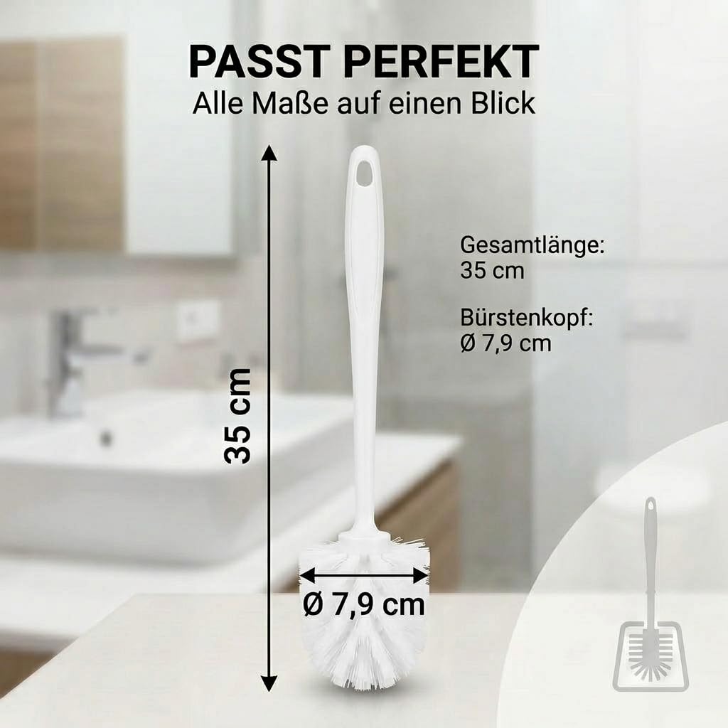 SHD – praktisches Toilettenbürstenset mit langem Griff ohne Halterung für eine gründliche WC-Reinigung – 5er Set Klobürsten in weiß mit pflegeleichtem Kunststoffkörper und robusten Borsten