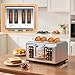 4 Slice Touch Screen Toaster, Easy-to-Use Digital Stainless Steel Toaster with Wide Slots, Reheat Defrost Cancel, Removable Crumb Tray, Silver