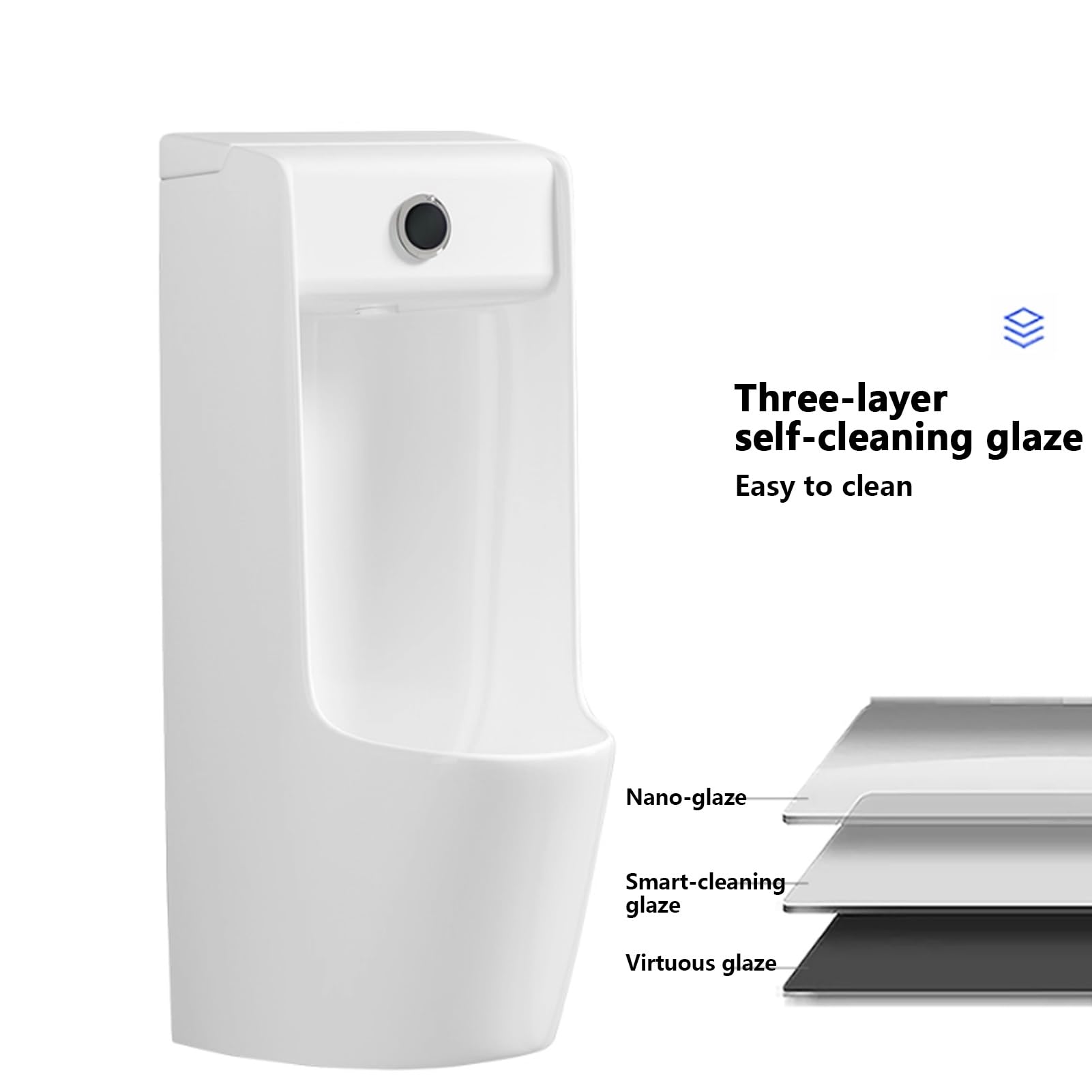 Orinatoio Commerciale con Scarico, Orinatoio Maschile in Ceramica A Parete con Sensore Intelligente, Salvaspazio(White)