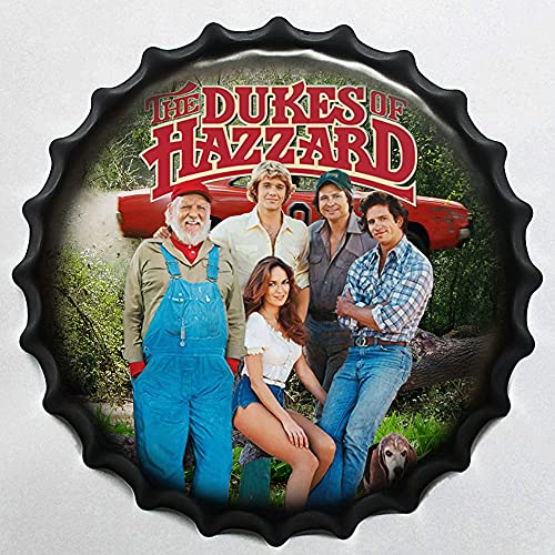 Bottle Caps Metal Tin Signs Dukes of Hazzard General Lee Aluminum Sign Movie Metal Sign Retro Wall Decor for Home Cafes Office Store Pubs Club Hotel Convenience Store Vape Shop Sign 13.8 Inch