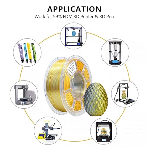 Image of iBOSS Silk Dual Color PLA+ Filament 3D Printer 1.75mm + /- 0.02mm, Bicolor Filament Two Tone PLA Plus 1KG(2.2lbs) Cardboard Spool Fit for 3D Printers, Gold Silver