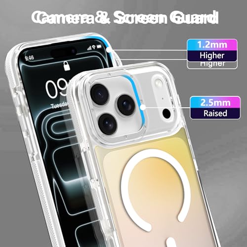 Image of Magnetic Case for iPhone 17 Pro Max [Compatible with Magsafe] [Cute Fashion Fluorescent Design] [1 Screen Protector] Slim Translucent Matte Case for iPhone 17 Pro Max 6.9 inch 2025, White