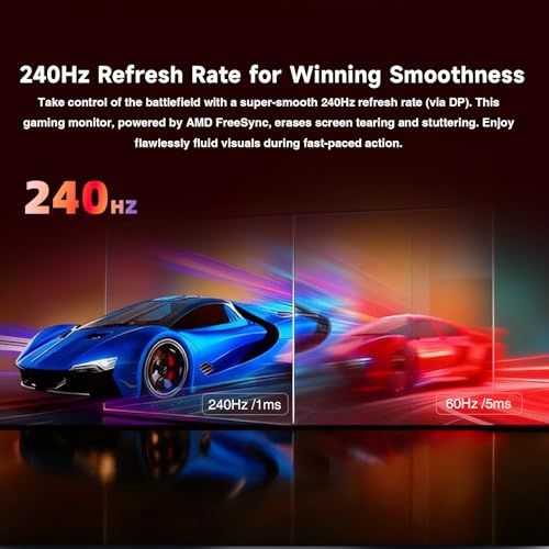 Image of Great voell 27 Inch 240Hz Gaming Monitor FHD 1080P, 1ms, AMD FreeSync Premium, 99% sRGB, HDR Ready, Tilt Adjustable
