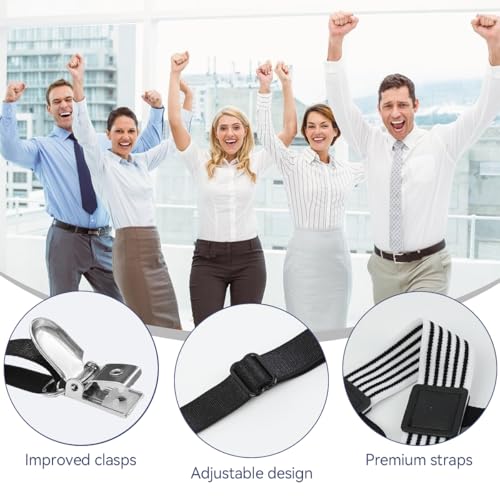 Image of GUSTAVE Men's Shirt Stays Adjustable Elastic Shirt Tucker Belt with Locking Non-Slip Clips
