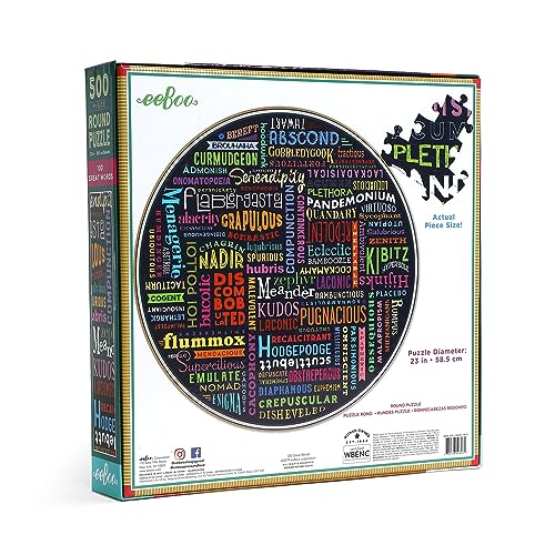eeBoo Puzzle de 500 piezas - 100 Grandes Palabras Rompecabezas circular para adultos, diámetro de 23 pulgadas, hecho con cartón reciclado e tinta vegetal miniatura 3