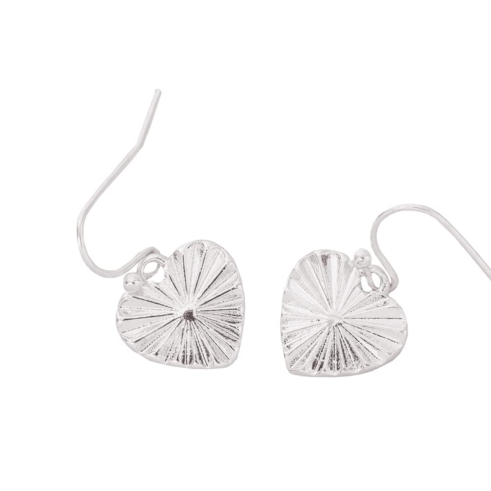 London Textured Heart Short Drop Earrings