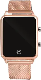 Relógio Digital LED à Prova D'Água Dourado Feminino Banhado Inox Qualidade Premium Pulseira Silicone Ajustável Presente Mulher
