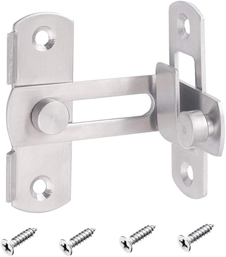 Flip Door Sliding Latch 1pc,90 Degree Stainless Steel Latch,Safety Sliding Barn Door Lock,Latch Lock,Right Angle Curved Door,Prevent Corrosions Silver Color
