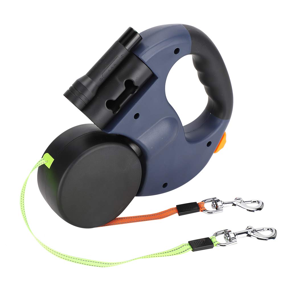 Cocoarm Dual Retractable Dog Leash for Two Dogs, 360 Degree Rotatable Double Dog Lead with LED Light for Night Walks