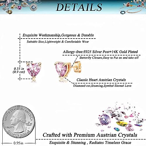 Heart Austrian Crystal Stud Earrings for Women Fashion 925 Sterling Silver Hypoallergenic Jewelry4