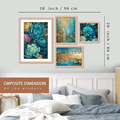 Image of kotart Aesthetic Modern Wall Decor Paintings with Frame for Home Decoration - Painting for Living Room Bedroom - Painting for Wall Decoration (14 x 18 inch) Set of 4 (Classic Wall Painting, 7)