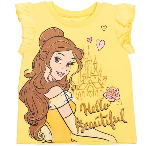 Image of Disney Princess Girls' 2-Piece Tee and Shorts Set for Baby & Kids | 2-Piece Playwear Set, Soft Cotton Blend, Comfortable Elastic Waistband, Durable Stitching, Easy Pull-On Style