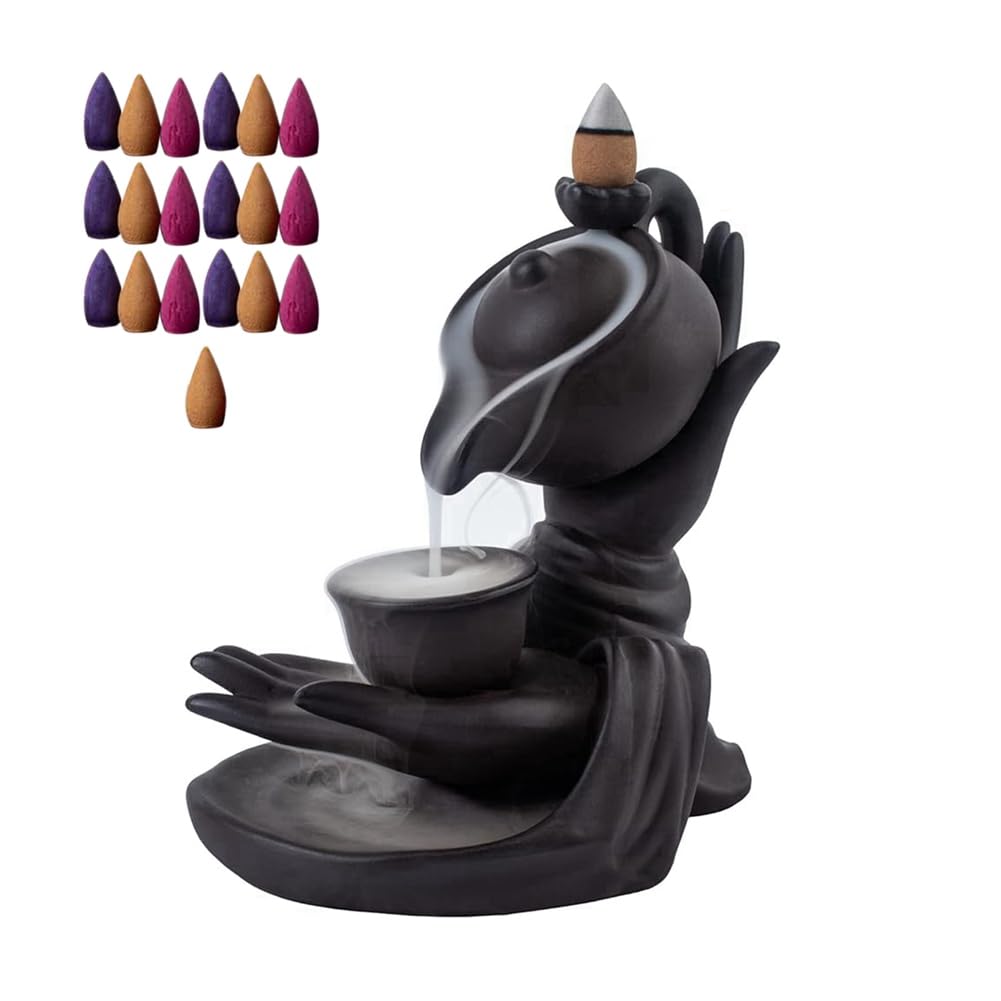 CTRLZS Burner Buddha Hand Backflow Incense Waterfall Burner Smoke Incense Holder Waterfall