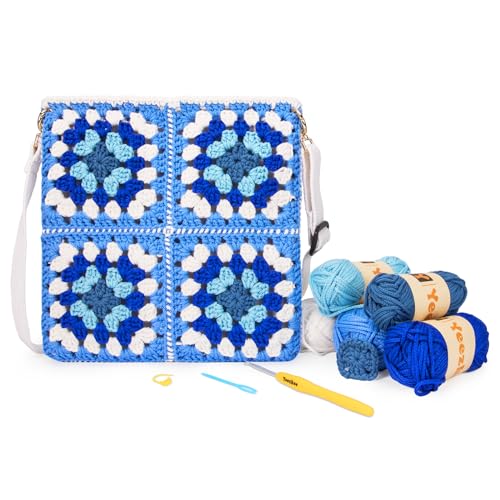 Yeezhee Kit de crochê para iniciantes, kit inicial de bolsa de crochê com tutoriais em vídeo passo a