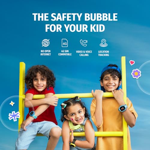 Image of Noise Junior Explorer 2 Smart Watch for Kids with 4G SIM Compatible, 2-Way Video & Voice Calling, Geofencing, Real Time Location Monitoring via Google Maps, IP68, SOS Emergency Alerts (Happy Meadow)