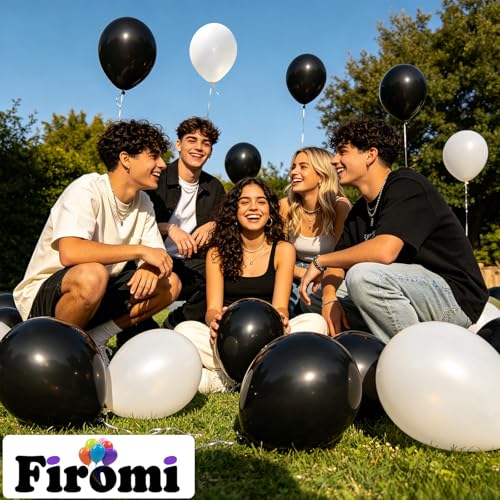 Image of Firomi Matte White Balloons 12-inch 100 Pack Big Thicken (with 3 Ribbons) | Helium, Premium, Durable, Round after inflation for weddings, birthdays