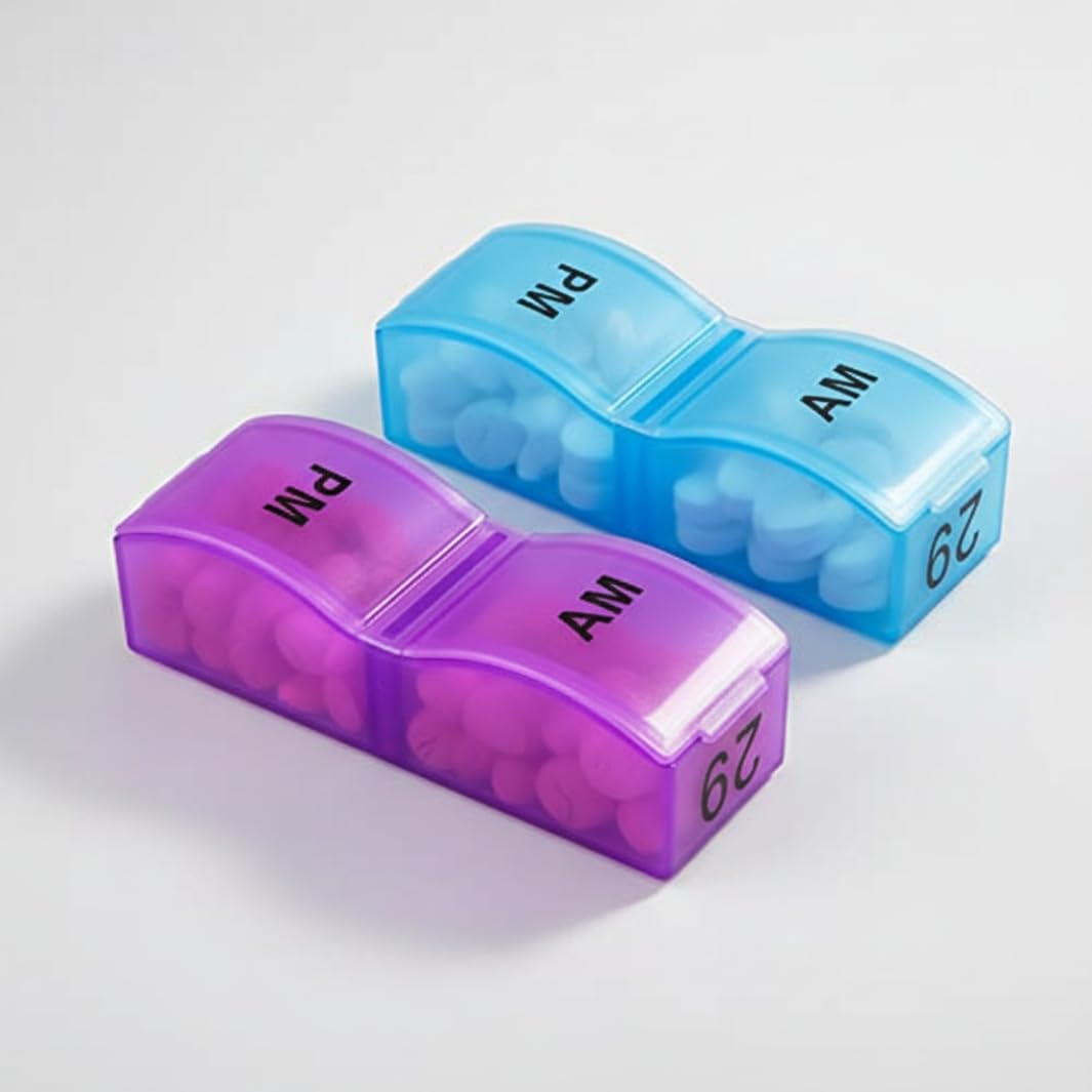 Uanqfegy Monthly Pill Organiser - 32 Compartments for 31 Days, Colour-Coded Morning & Evening Slots, Portable for Vitamins