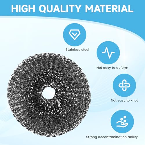 Image of 6 Pcs Steel Wool Scrubber, Stainless Steel Scrubber for Cleaning Kitchen and Household Stubborn Messes from Stoves Pans Pots Grill Sink, Replacement Wire Brush Set (Only Replacement Pad)