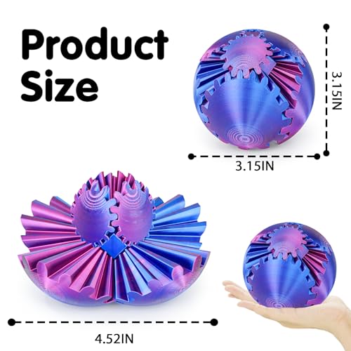 Image of Gear Ball 3D Printed Cube Fidget Toy,Gear Sphere Fidget Toys,Sensory Toys for Stress and Anxiety Relief, Desk Toy Fidget Spinners,Stocking Stuffers for Adults & Kids Gift(Purple Blue, 3.1 Inch)