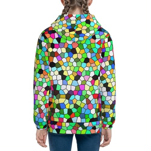 Colorful Tie Dye Stained Glass Kids Pullover Hoodies Boys Sweatshirts Girls Athletic Clothes with Pocket4
