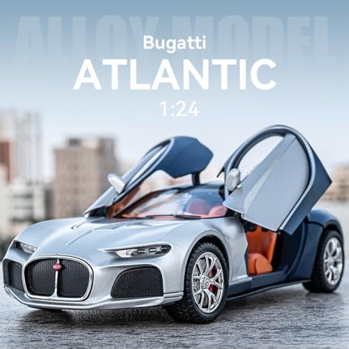 Image of WORSHIPER Bugatti Atlantic Alloy 1:24 Scale Model Car Alloy Metal Car Die-Cast Scale Model Pullback Toy Car with Sound & Light Music Best Gifts Toys Kids, Multicolor