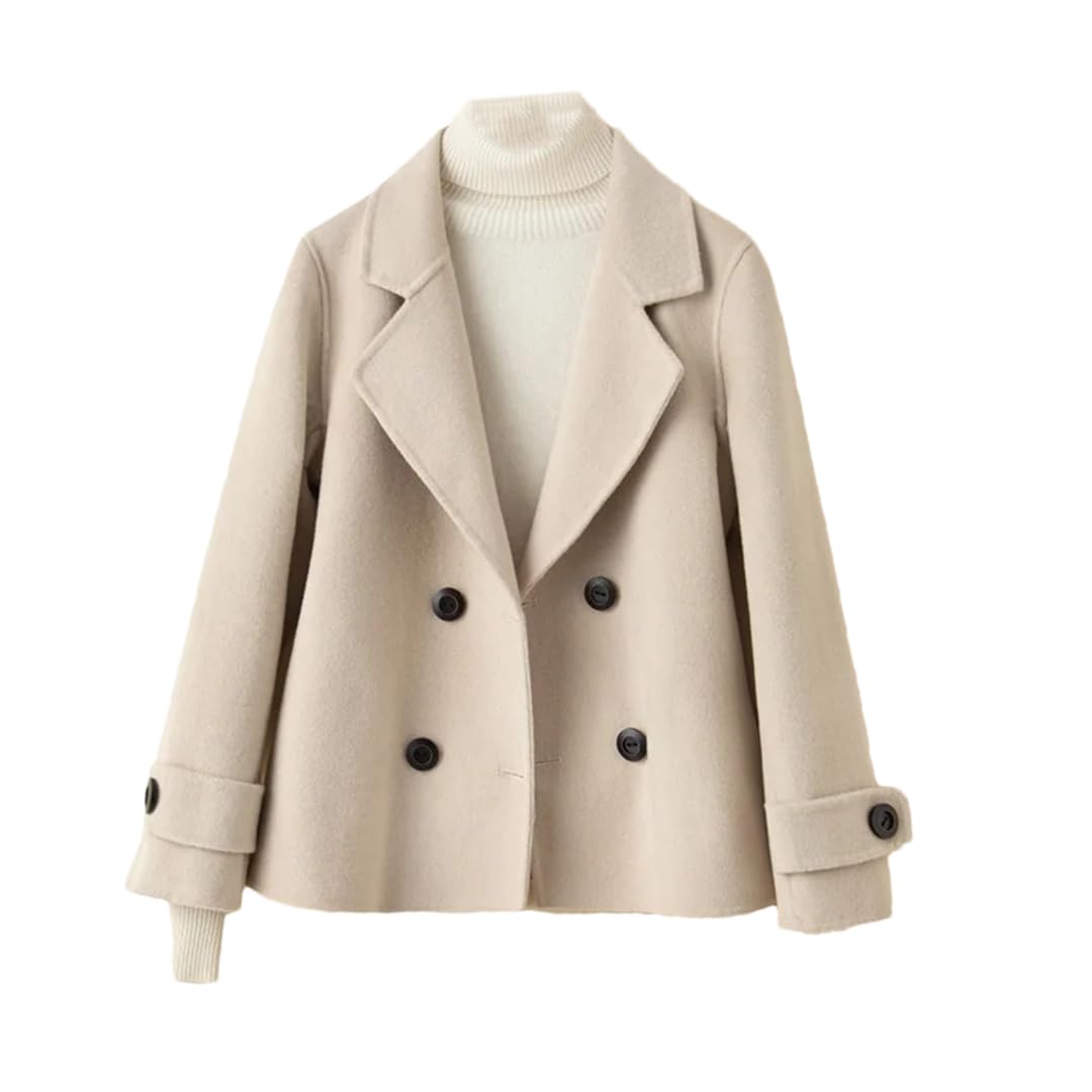 Fnfmrfmr Cappotto di lana corto casual da donna con bottoni a maniche lunghe in tinta unita cappotti da ufficio