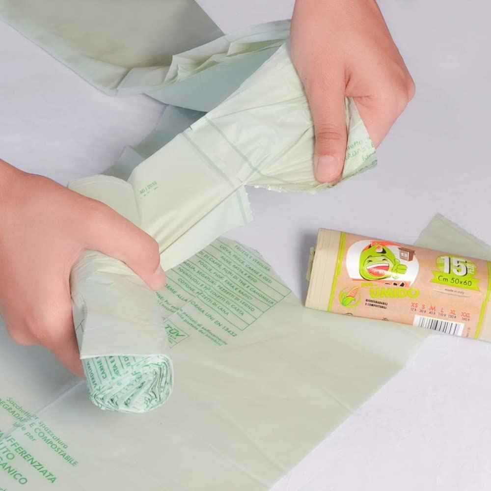 90 Bolsas Húmedas Biodegradables 50x60cm, Bolsas Húmedas, Bolsas Compostables con Asas Bolsas Húmedas, Bolsas de Basura, Recogida de Residuos Orgánicos, Bolsas Húmedas Biodegradables