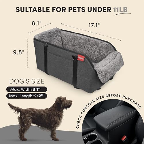 BurgeonNest Center Console Dog Car Seat for Small Pets to 11lbs, Grey - Image 2