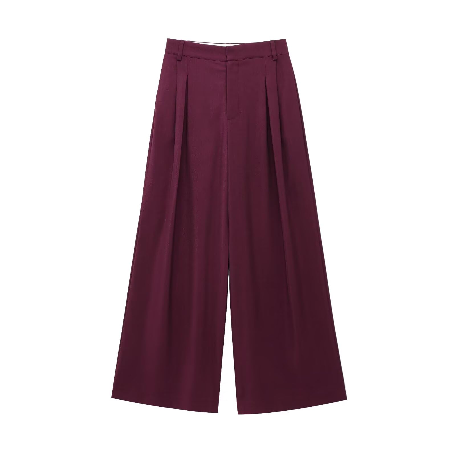 2025 SS Minimalist Womens Suit Trousers Loose Casual Wide Leg Pants British Fashion Retro Burgundy Pants Women US
