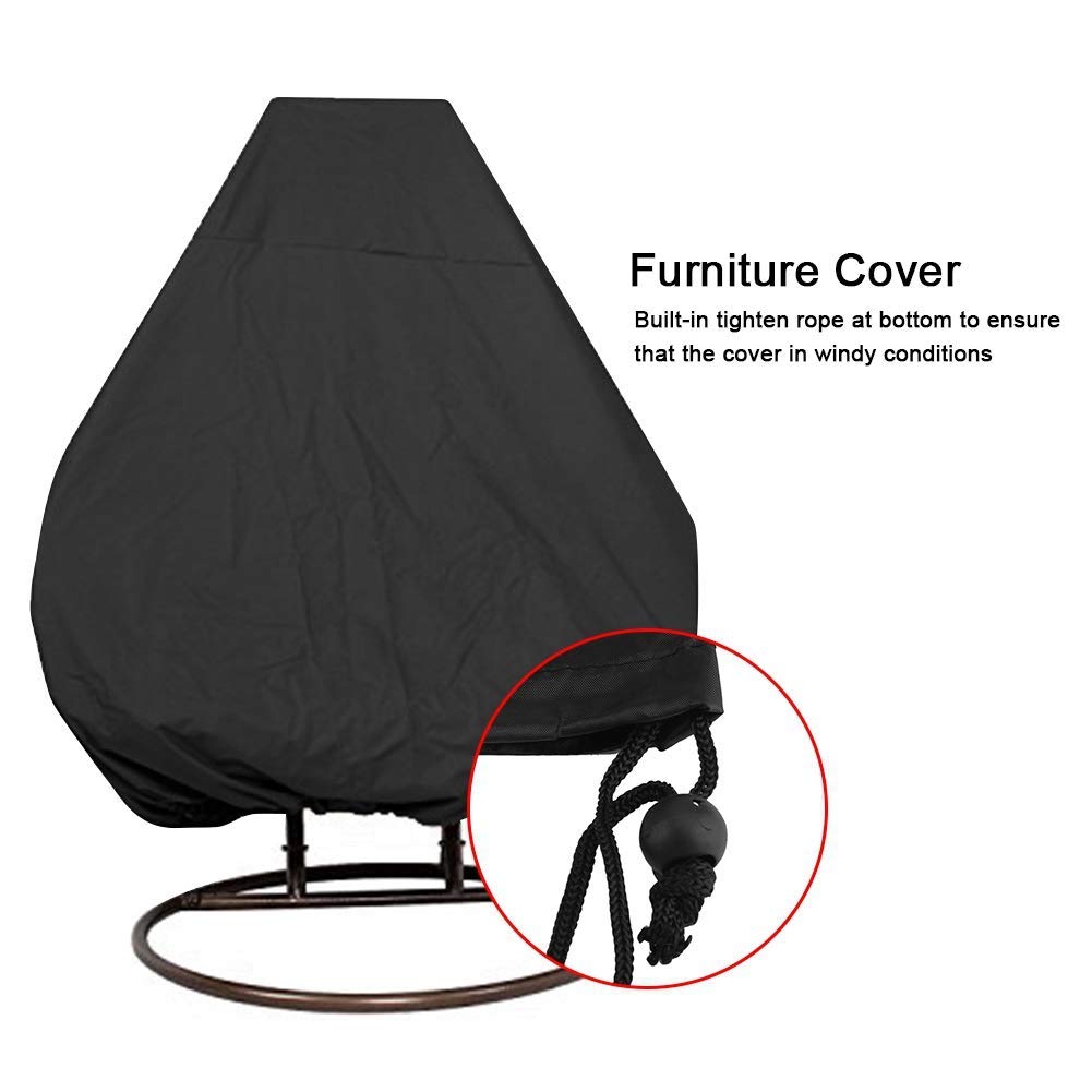 HONCENMAX Patio Hanging Chair Cover - Cocoon Egg Chair Cover - for Rattan Wicker Swing Seat Chair - Waterproof Furniture Protective Cover - for Double Swinging Chair (230 * 200cm)