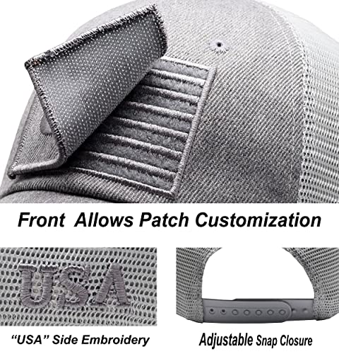 Image of Antourage American Flag Unconstructed Unisex Mesh Snapback Baseball Hat Cap for Men and Women +2 Patriotic Patches Included