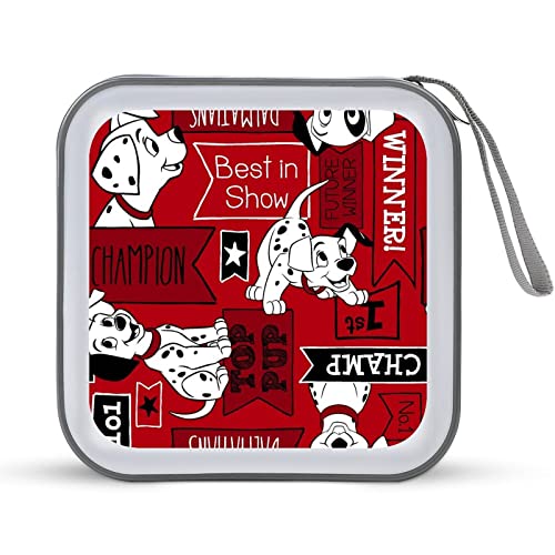 101匹わんちゃん CDケース プラケース スリム BD DVDケース 大容量 40枚収納 ディスク収納ケース 小型 持ち運び便利 可愛い 男女兼用 旅行 自宅用 セミハード ファスナー付