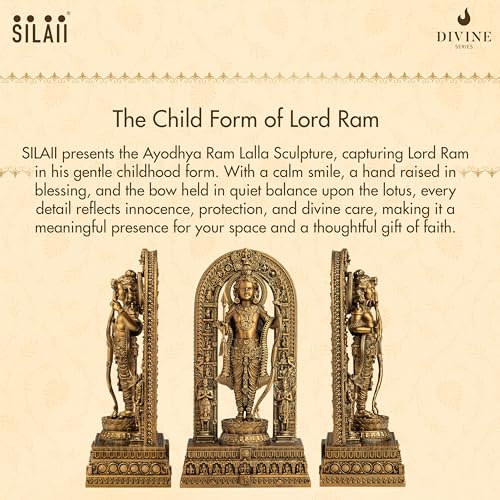 Image of SILAII Ayodhya Ram Lalla Idol 12 Inch | Shri Ram Murti for Home Pooja, Mandir | Antique Bronze & Artistically Crafted | Spiritual Decor & Religious Gift