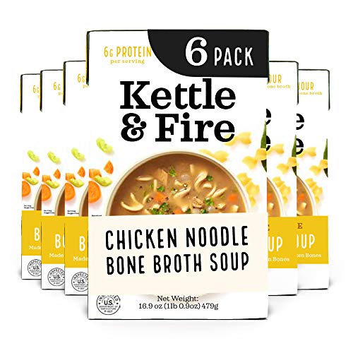 Kettle and fire chicken noodle soup with bone broth, ke…