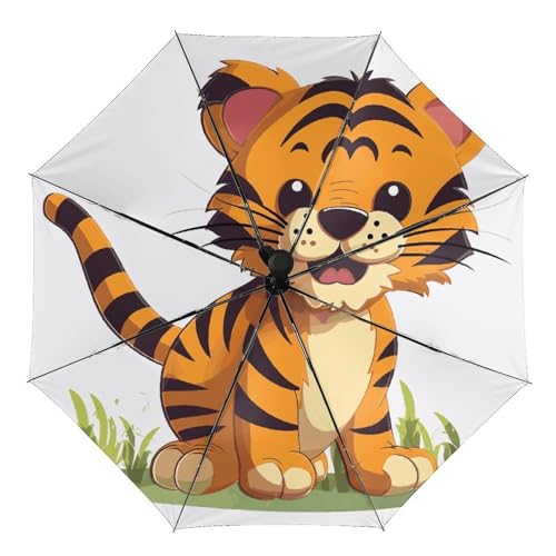 Parapluie pliant automatique résistant au vent imprimé tigre ACEPrints