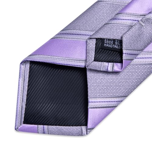 Image of DiBanGu Mens Striped Tie Silk Woven Necktie and Pocket Square Cufflinks Tie Clip Set Wedding Business Formal Gift Tie for Men